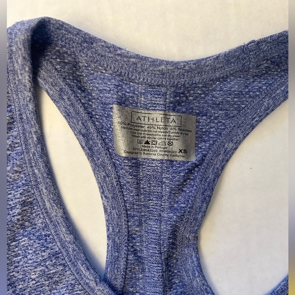 Athleta Fastest Track Blue/Purple Heather Women's Tank Top ruched Sz-XS.  Y1 - Picture 9 of 11